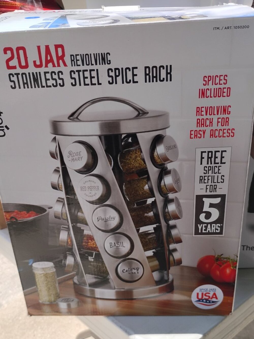 Kamenstein 20‑Jar Stainless Steel Revolving Spice Rack ( Most Spices Included)